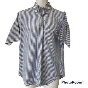 Tailorbyrd Men's Shirt Medium Blue Stripe Cotton Short Sleeve
